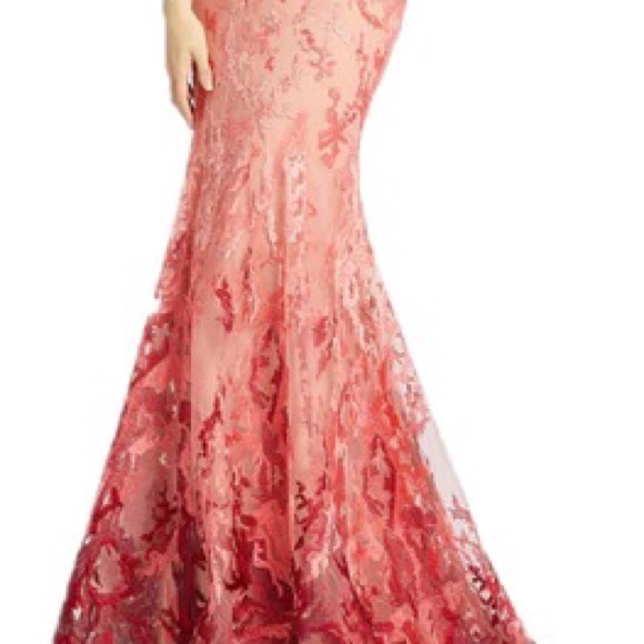 MAC DUGGAL 79288M LONG CORAL OMBRE MERMAID PROM DRESS SHEER BODICE PAGEANT - Picture 4 of 6